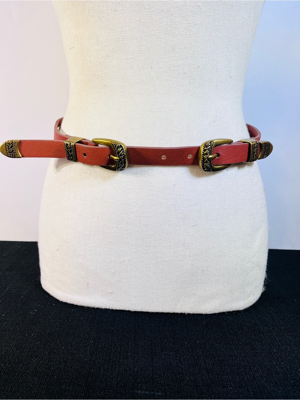 Aeropostale Womens Western Style Double Buckle and Tip Skinny Belt S/M